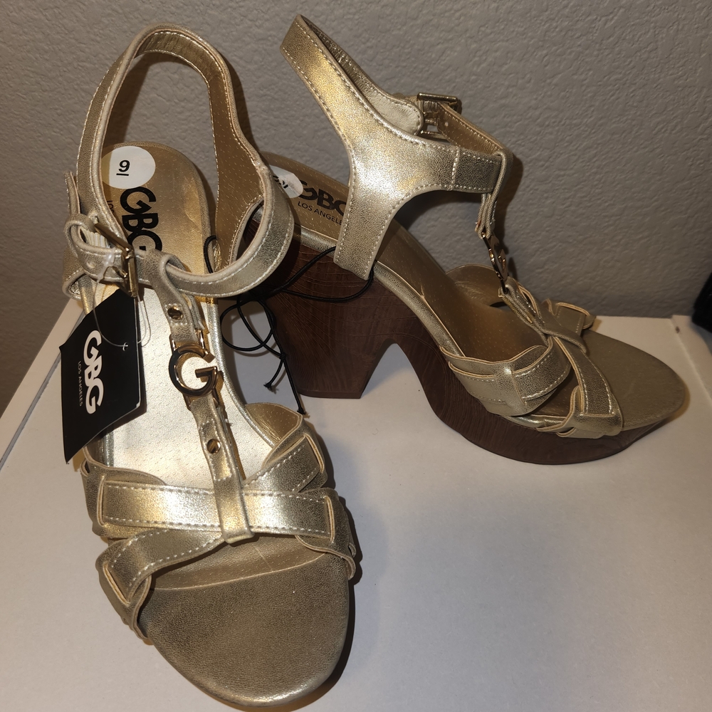 G by Guess Gold Strappy Heels